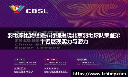 羽毛球比赛经验排行榜揭晓北京羽毛球队荣登第十名展现实力与潜力